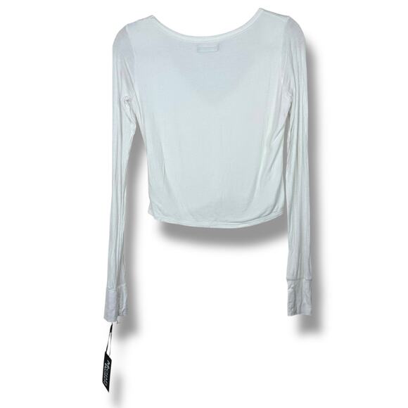 Michael Lauren NWT Revolve White Salvatore V-Neck Ruched Front Crop Top Large - Picture 7 of 9